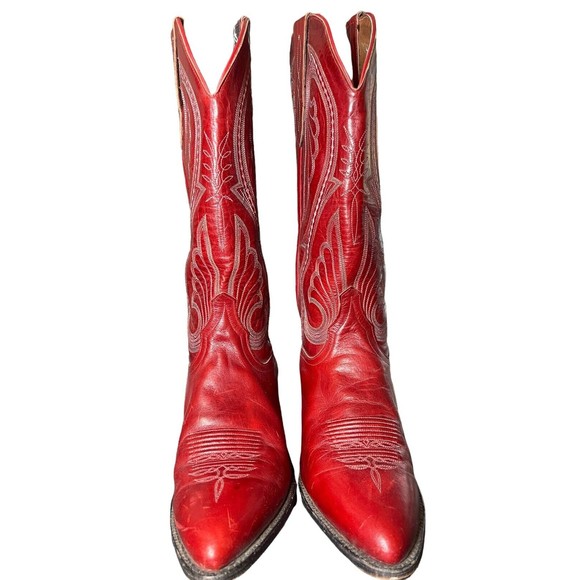 Larry Mahan Red Embroidered Western Women’s Boots Size 8.5 - Picture 1 of 10